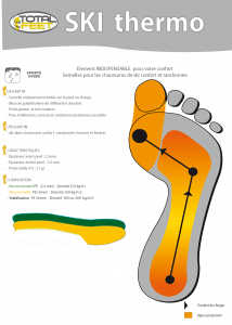 Total Feet Fiche technique semelle Ski confort Thermo